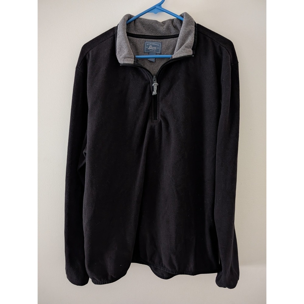GH Bass & Co Mens XL Black 1/4 Zip Fleece Pullover Cozy Warm Polyester Easy Care